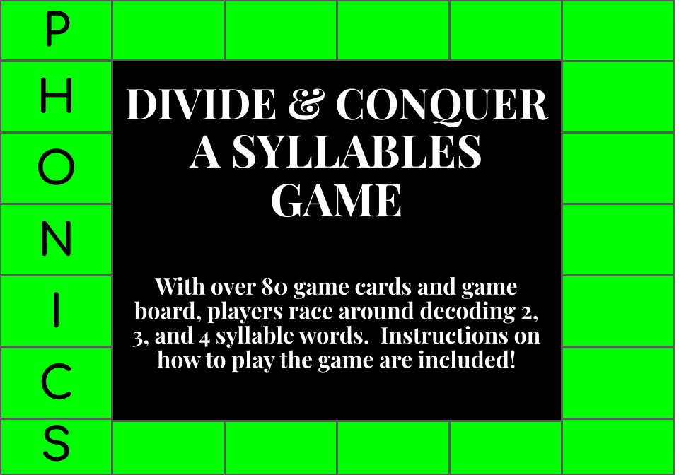 Divide & Conquer - Syllables Board Game